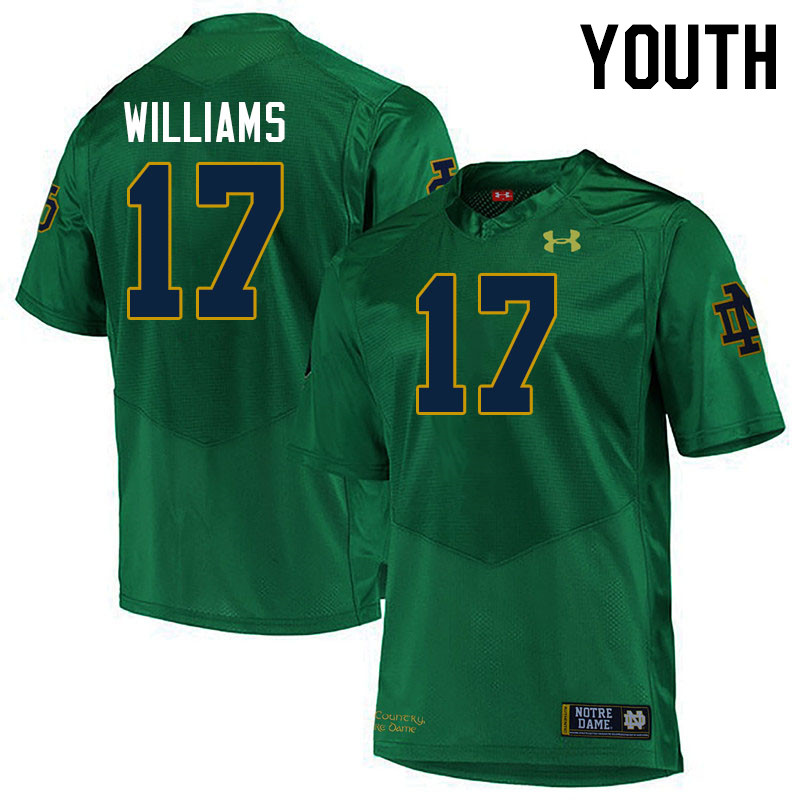 Youth #17 Cam Williams Notre Dame Fighting Irish College Football Jerseys Stitched-Green